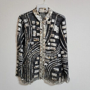 Berek Semi-Sheer Animal Print Zip Front Jacket